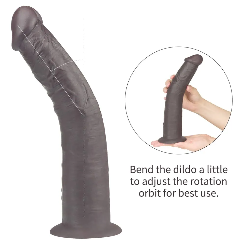 10'' Dual Density Dildo Silicone Rotator Black