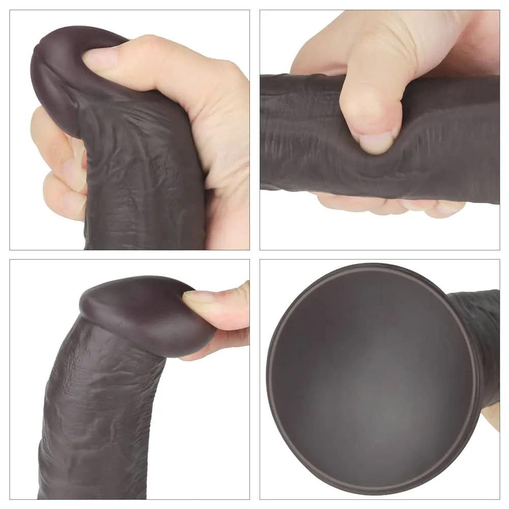 10'' Dual Density Dildo Silicone Rotator Black