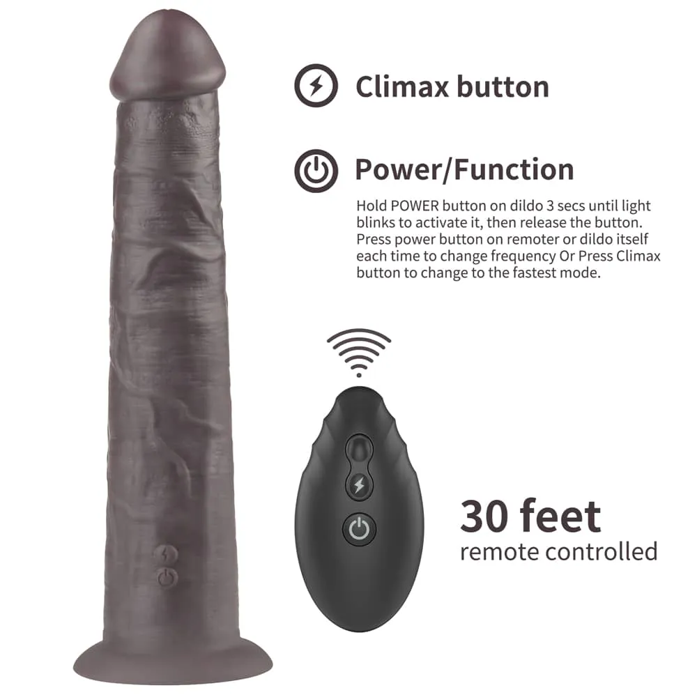 10'' Dual Density Dildo Silicone Rotator Black