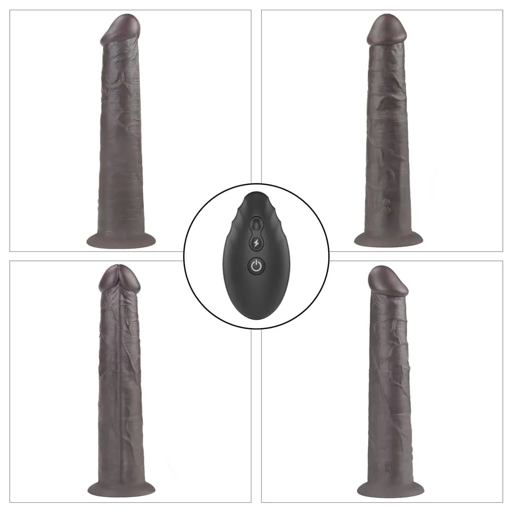 10'' Dual Density Dildo Silicone Rotator Black