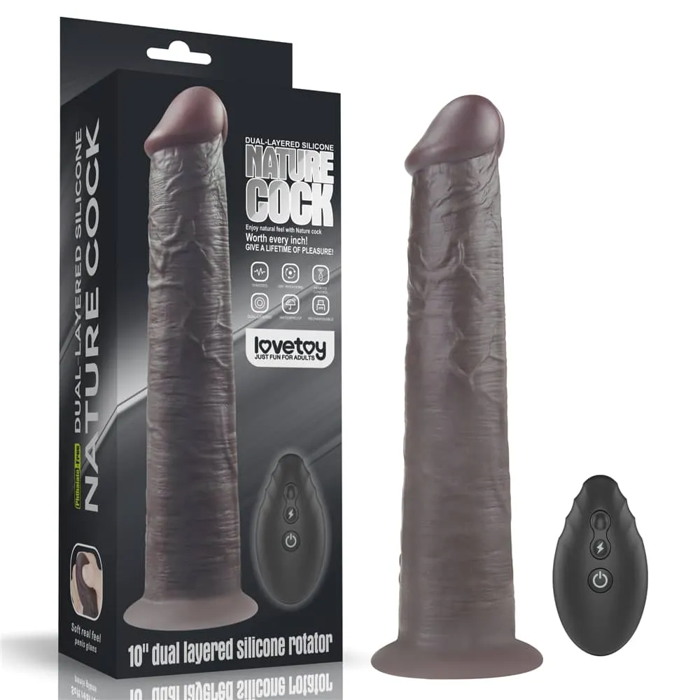 10'' Dual Density Dildo Silicone Rotator Black