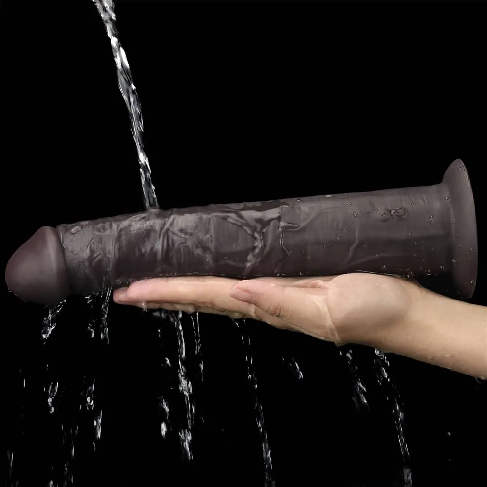 10'' Dual Density Dildo Silicone Rotator Black