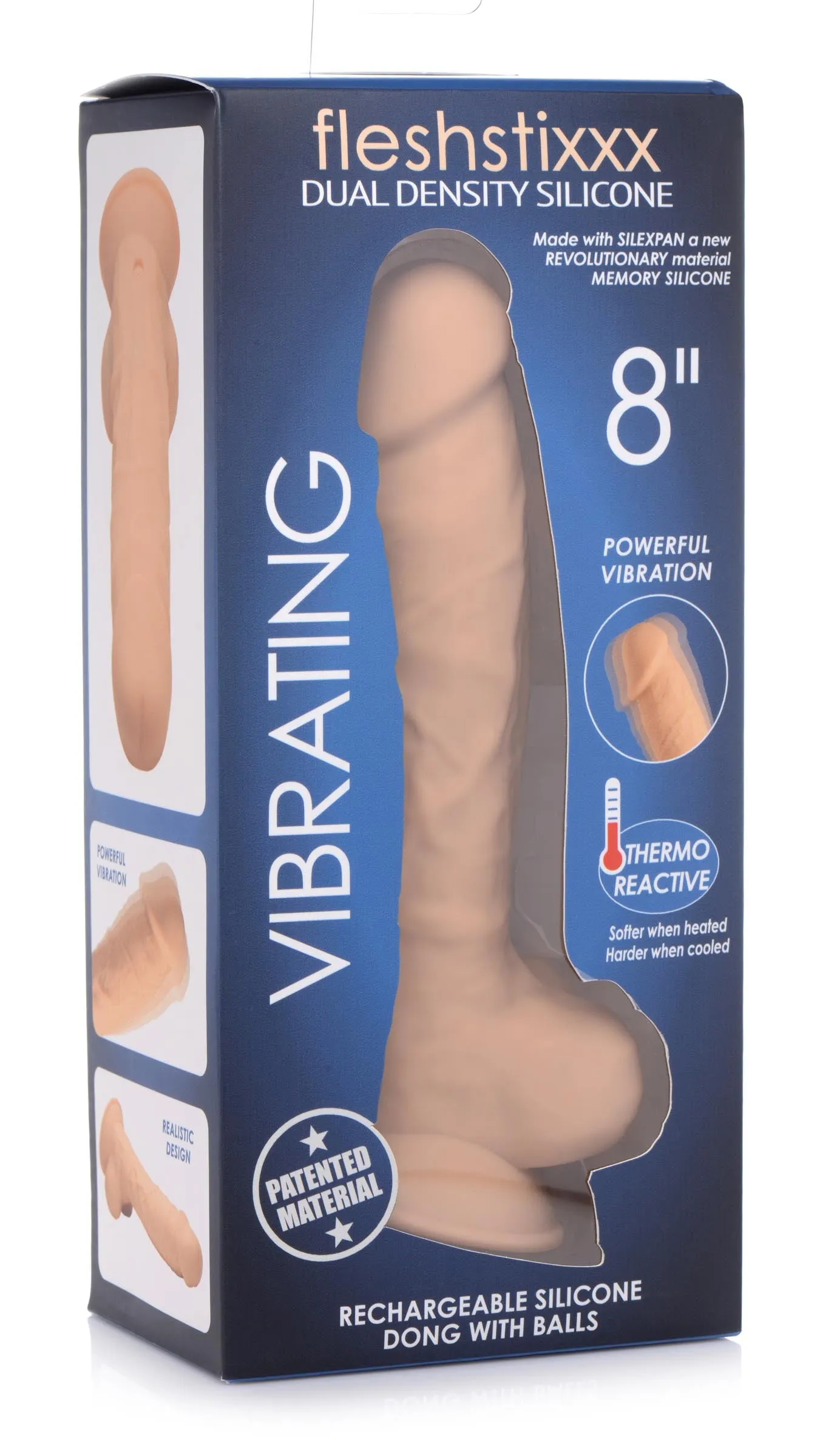 8 Inch Silexpan Hypoallergenic Silicone Vibrating Dildo