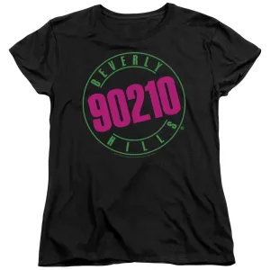 90210 Neon Womens T Shirt Black