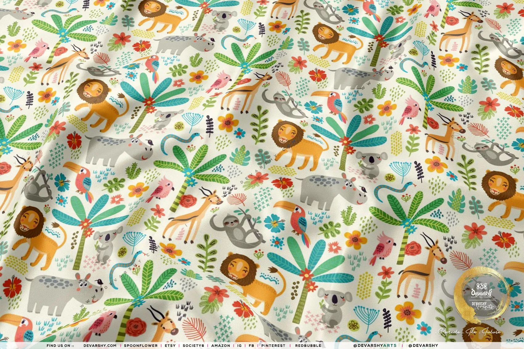 Animals Print Apparel Fabric 3Meters , 9 Designs | 8 Fabrics Option | Kids Fabric By the Yard | 028