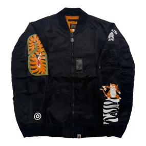 Bape Split Tiger Shark MA1 Bomber Jacket Black Pre-Owned