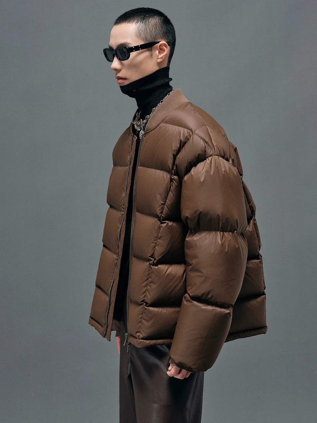 Baseball Collar Puffer Bomber Jacket