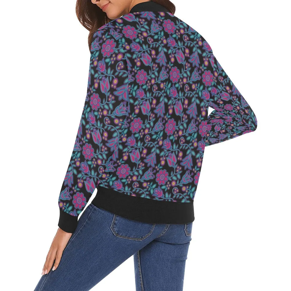 Beaded Nouveau Coal Bomber Jacket for Women