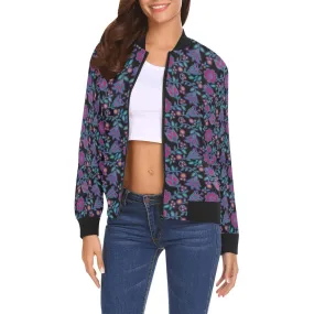 Beaded Nouveau Coal Bomber Jacket for Women