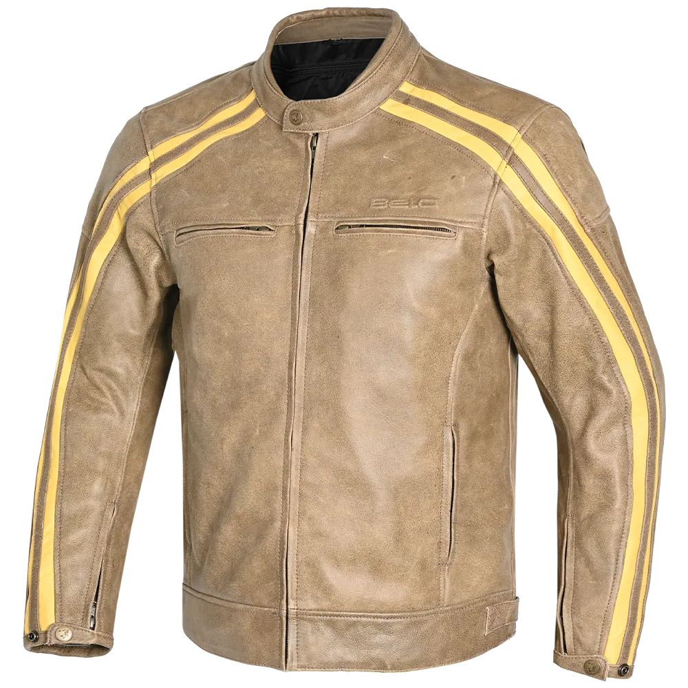 Bela Night Hawk - Leather Motorcycle  jacket  - Brown/Beige