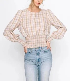 Billie Jean Smocking Waist Long Sleeve Crop Top