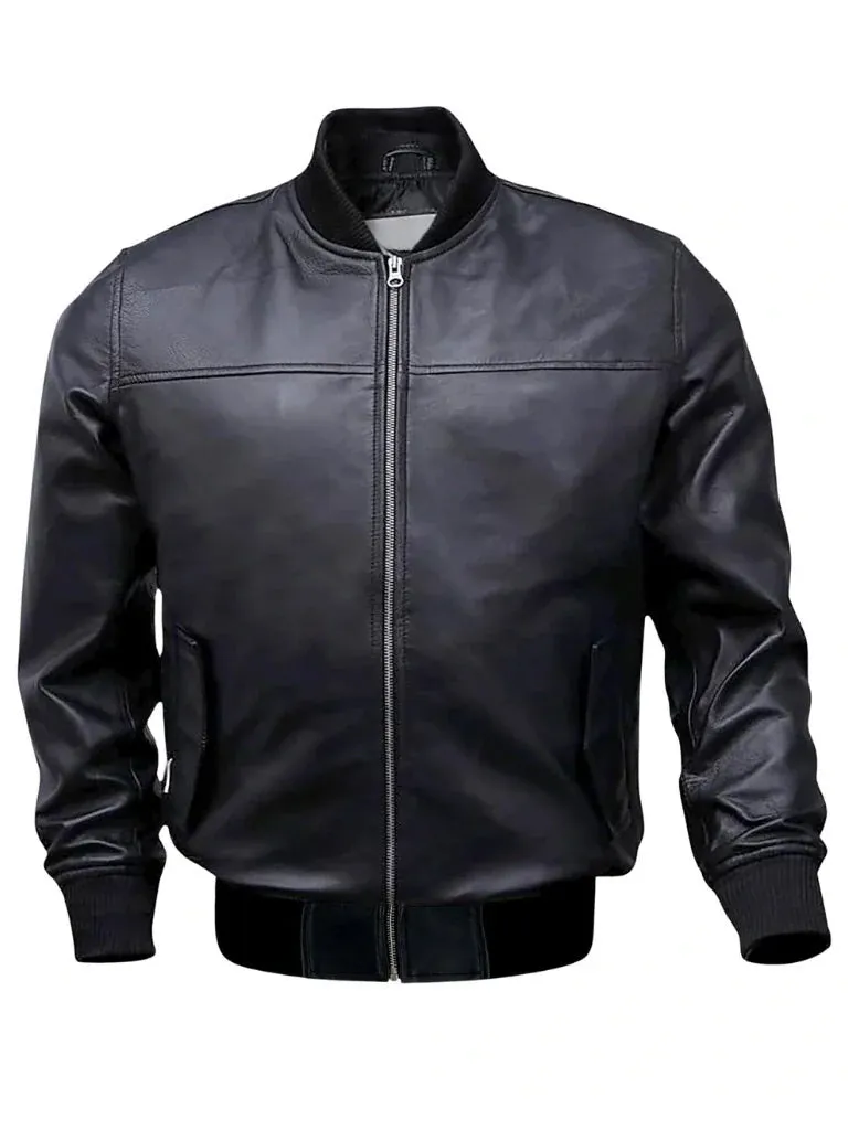 Black Bomber Leather Jacket