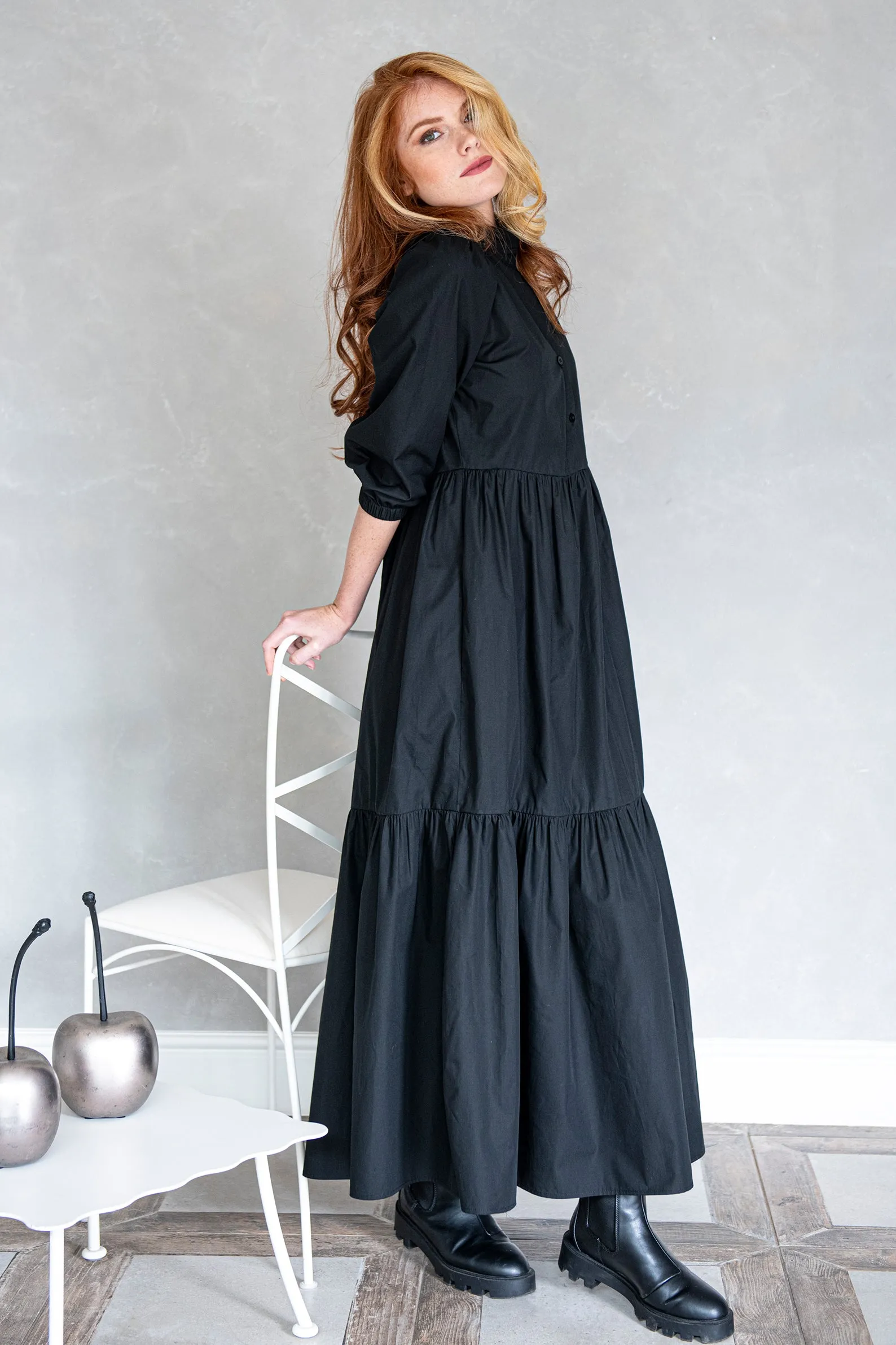 Black Tiered Maxi Dress