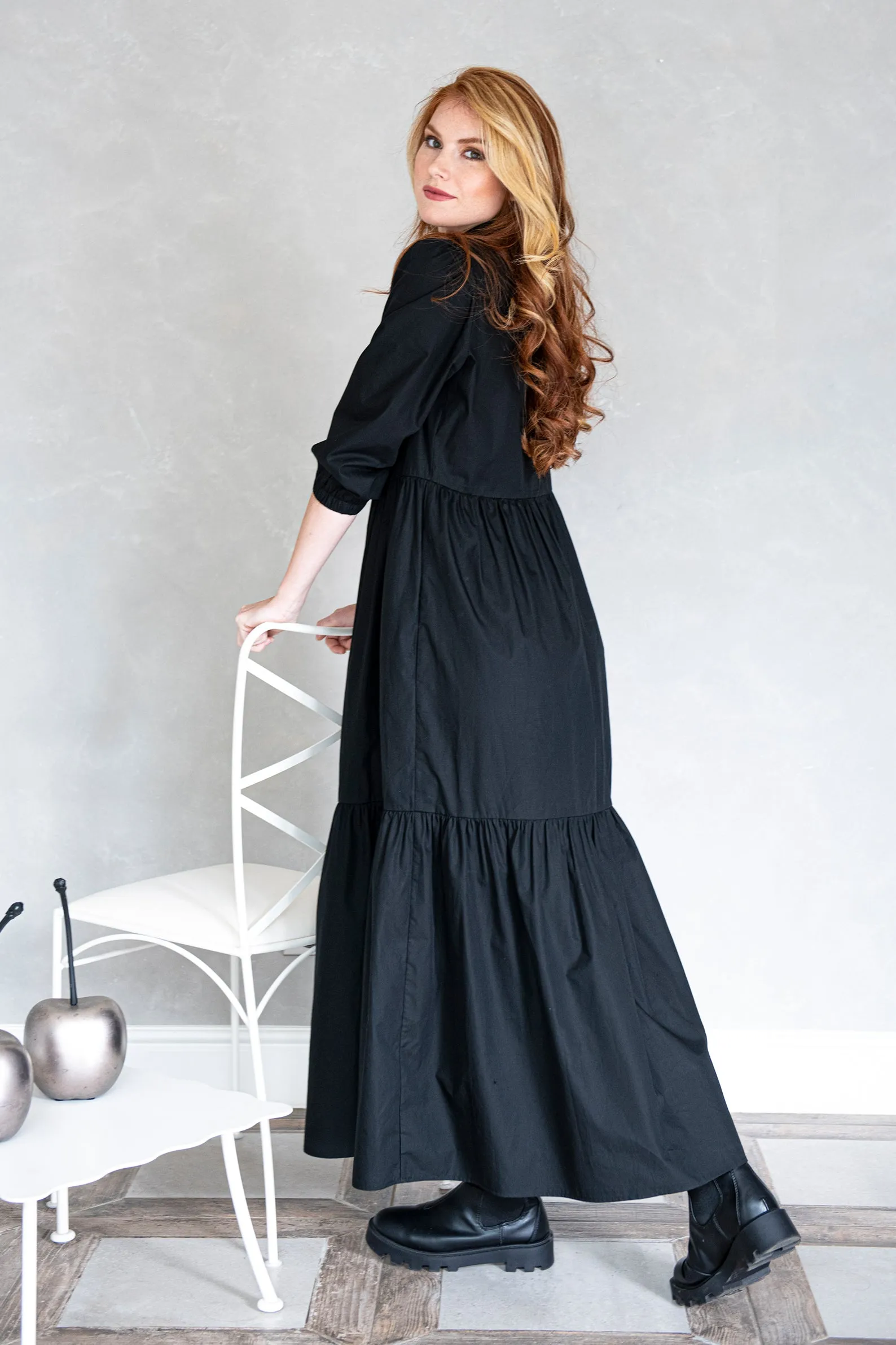 Black Tiered Maxi Dress