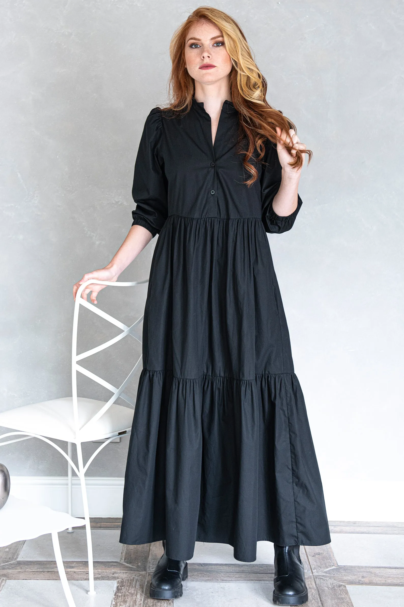 Black Tiered Maxi Dress