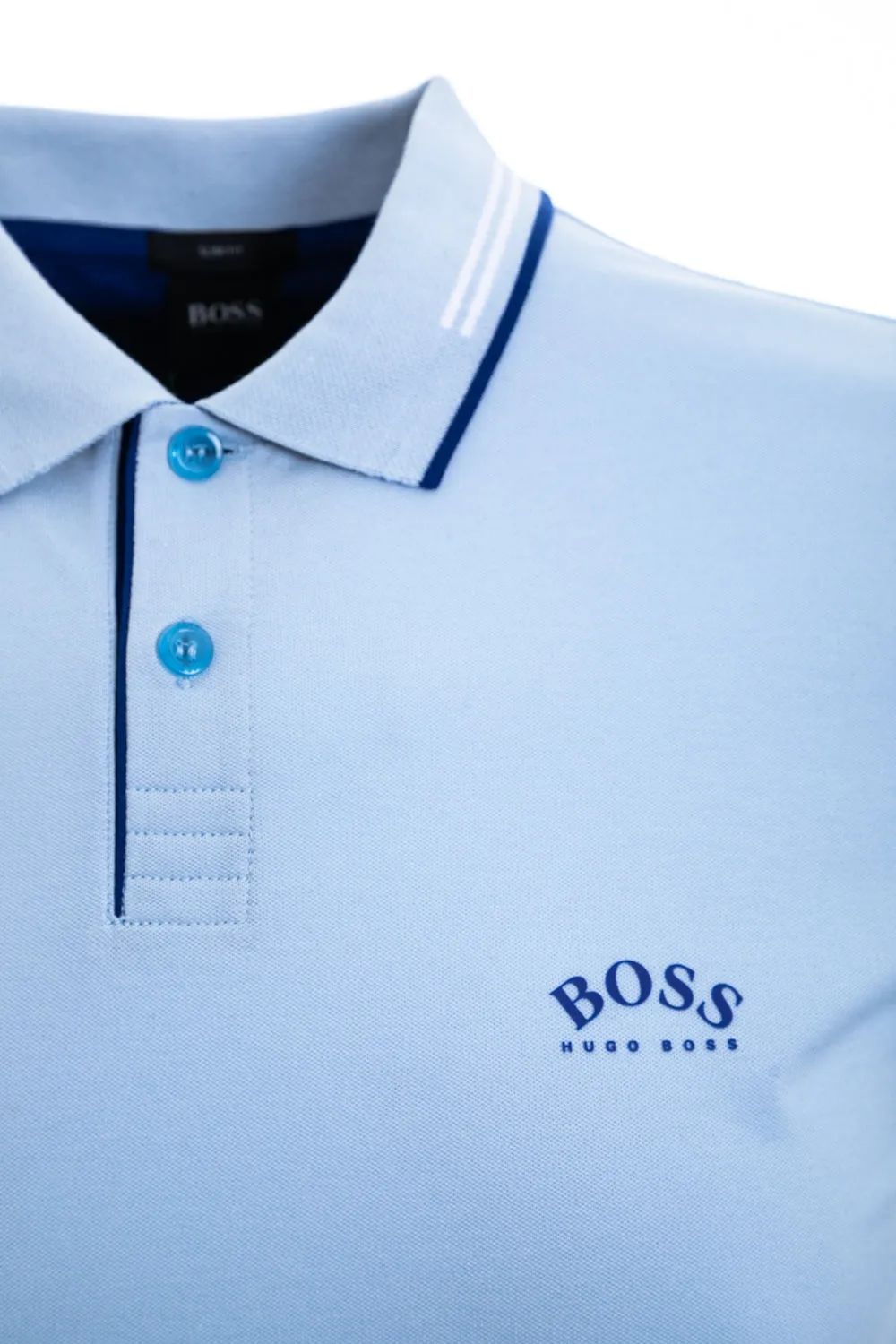 BOSS Paul Curved Polo Shirt in Sky Blue