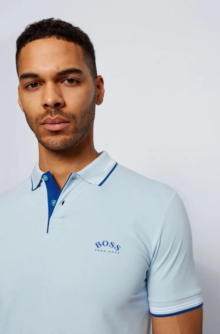 BOSS Paul Curved Polo Shirt in Sky Blue