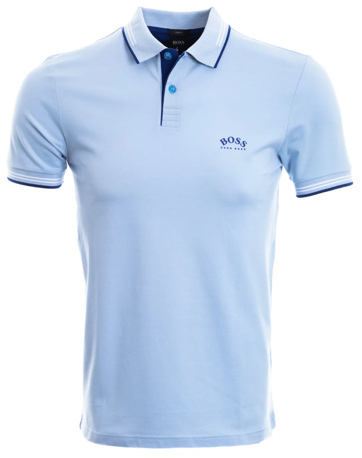 BOSS Paul Curved Polo Shirt in Sky Blue