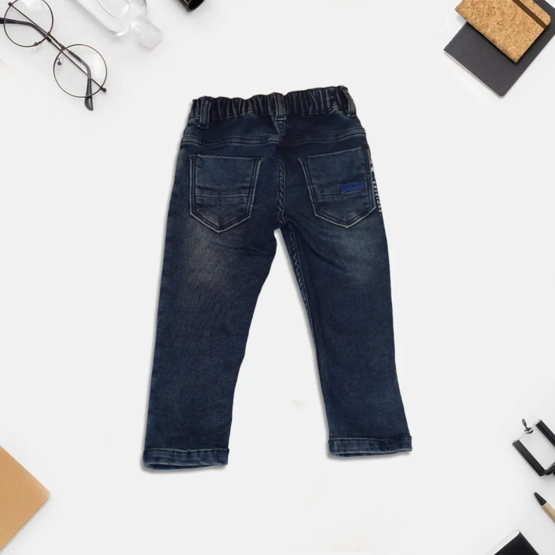 Boys Navy Blue Embellished Jeans