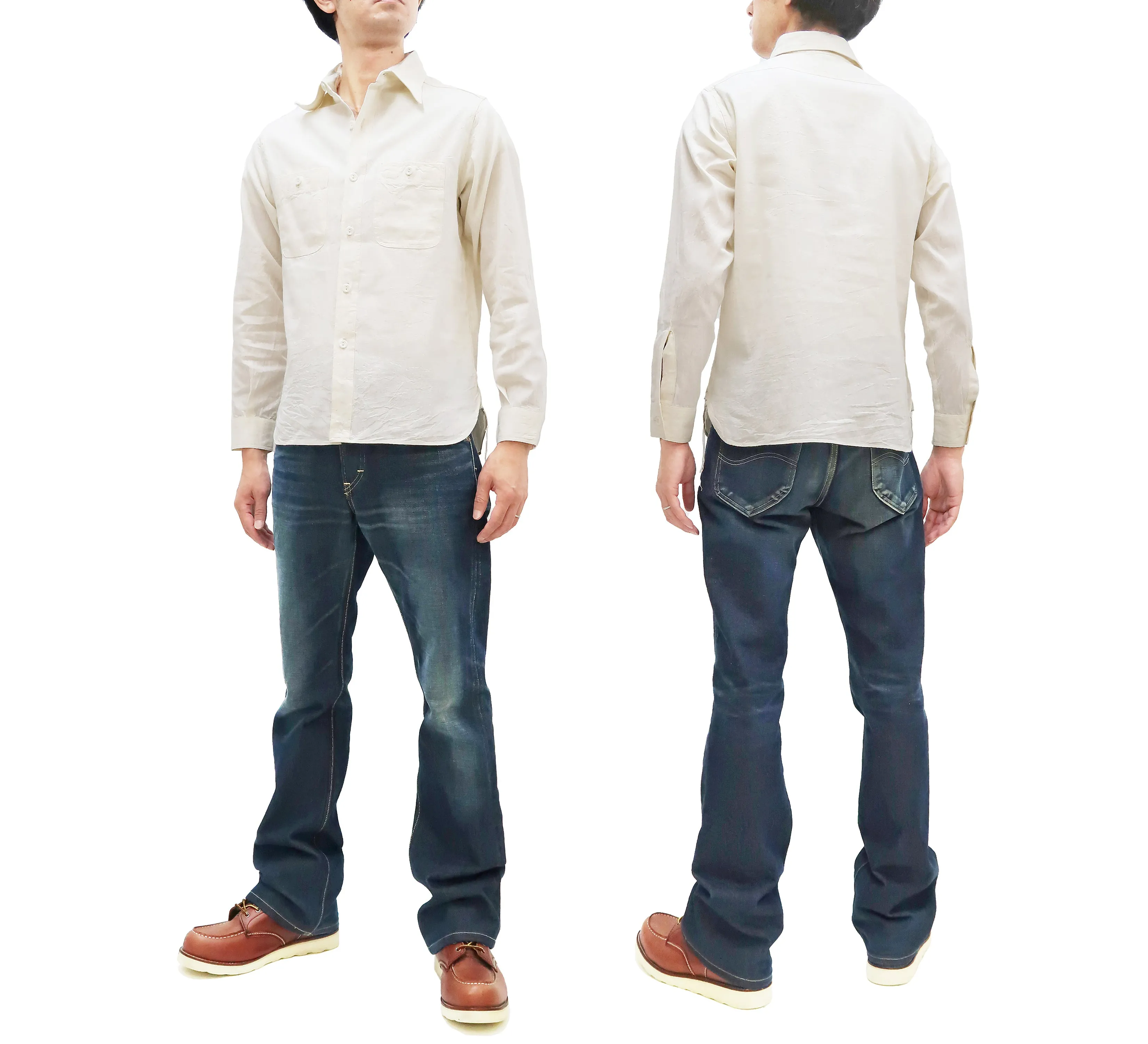 Buzz Rickson Plain Long Sleeve Shirt Modified version of US Navy Chambray Work Shirt BR25996 Off-White