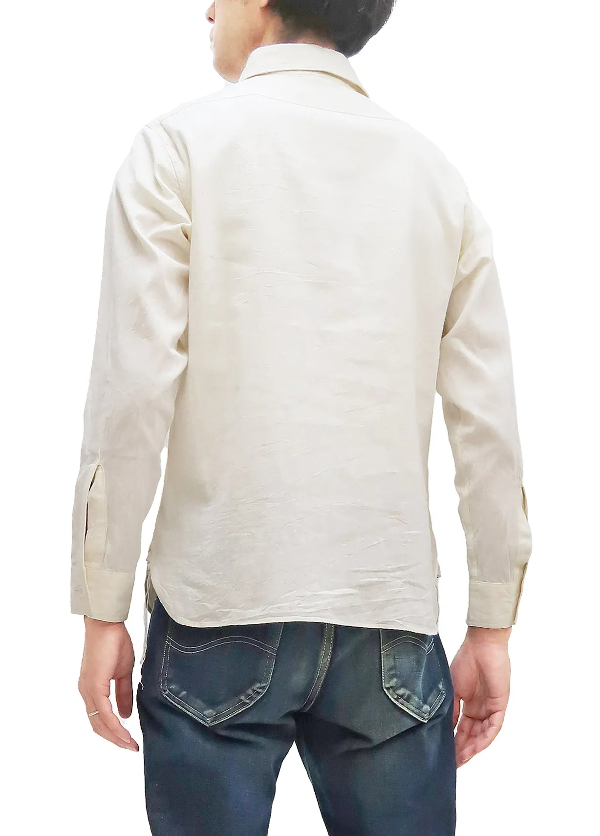 Buzz Rickson Plain Long Sleeve Shirt Modified version of US Navy Chambray Work Shirt BR25996 Off-White