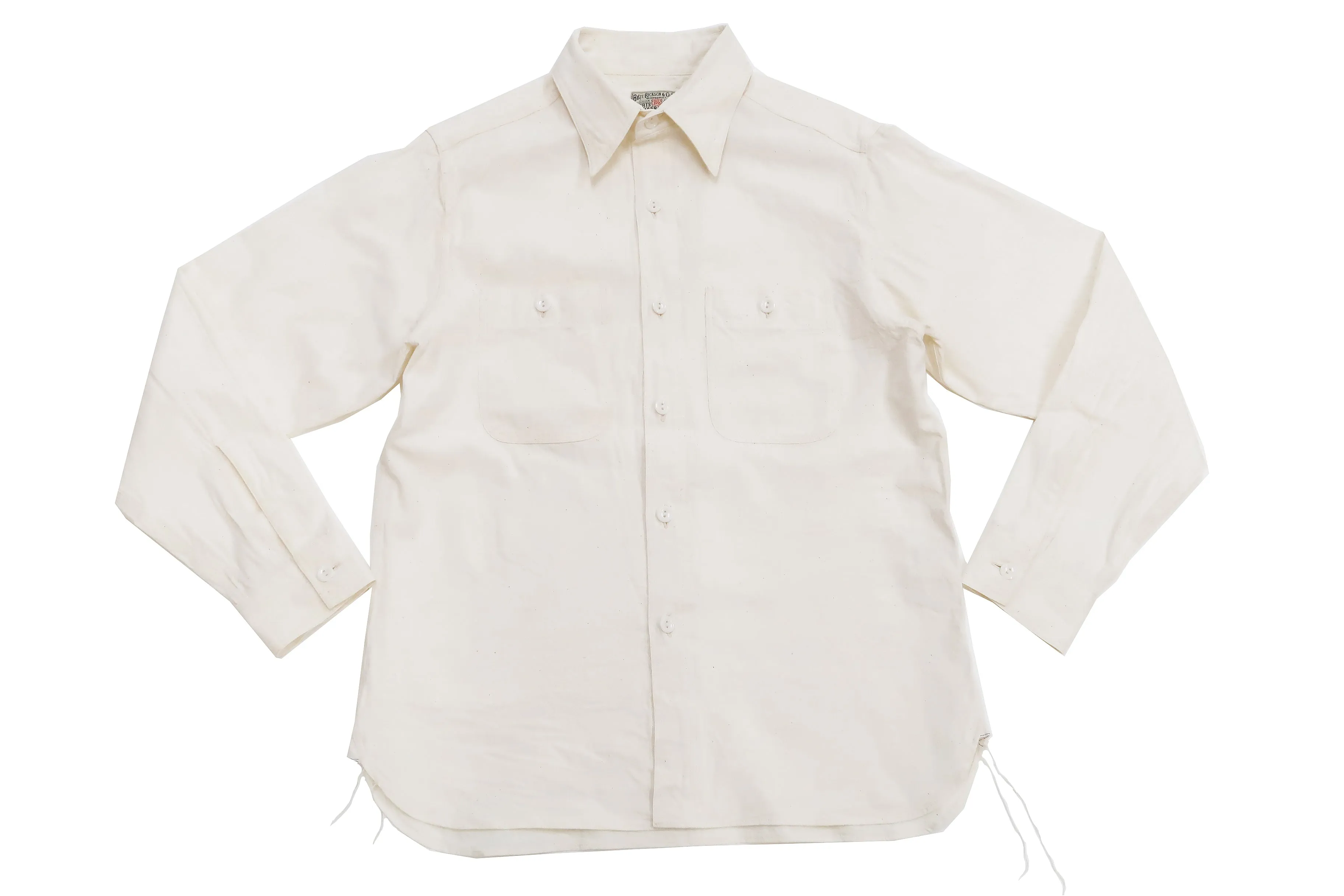 Buzz Rickson Plain Long Sleeve Shirt Modified version of US Navy Chambray Work Shirt BR25996 Off-White