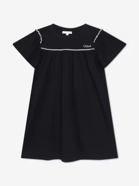 Chloé Girls Organic Cotton Dress in Navy