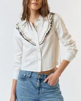 Claudine Embroidered Long Sleeve Button Down Top