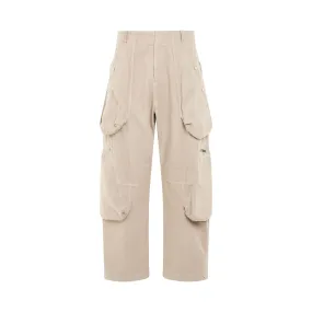 Croissant Cotton Cargo Pants in Light Beige