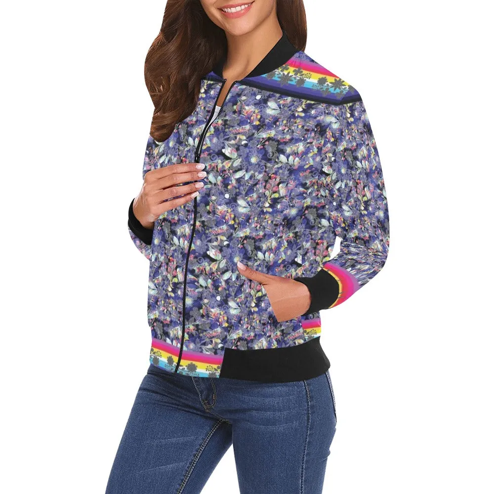 Culture in Nature Blue Bomber Jacket for Women