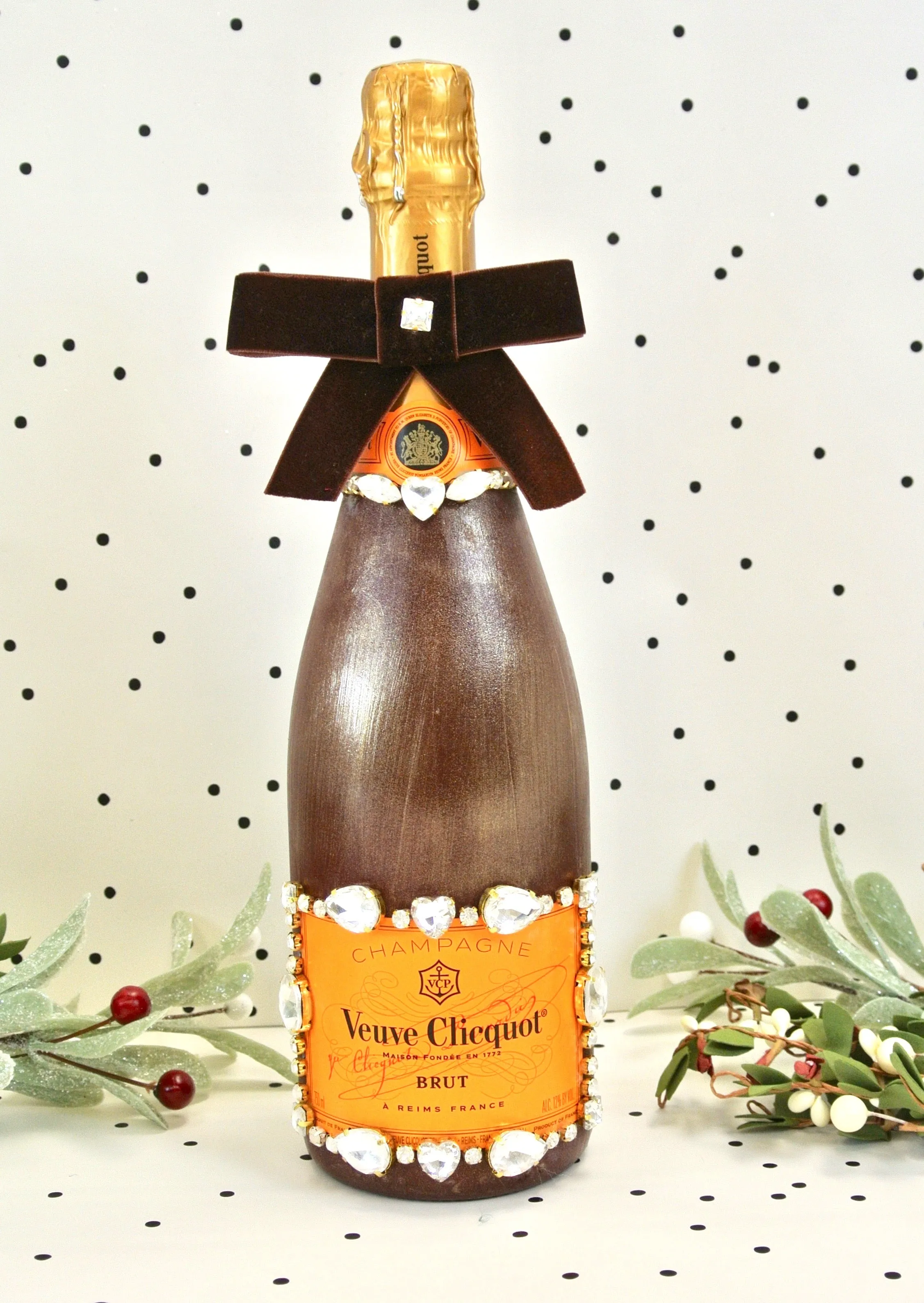 Custom 2021 Holiday-Inspired Veuve Clicquot Bottle "Big Jewel Energy"