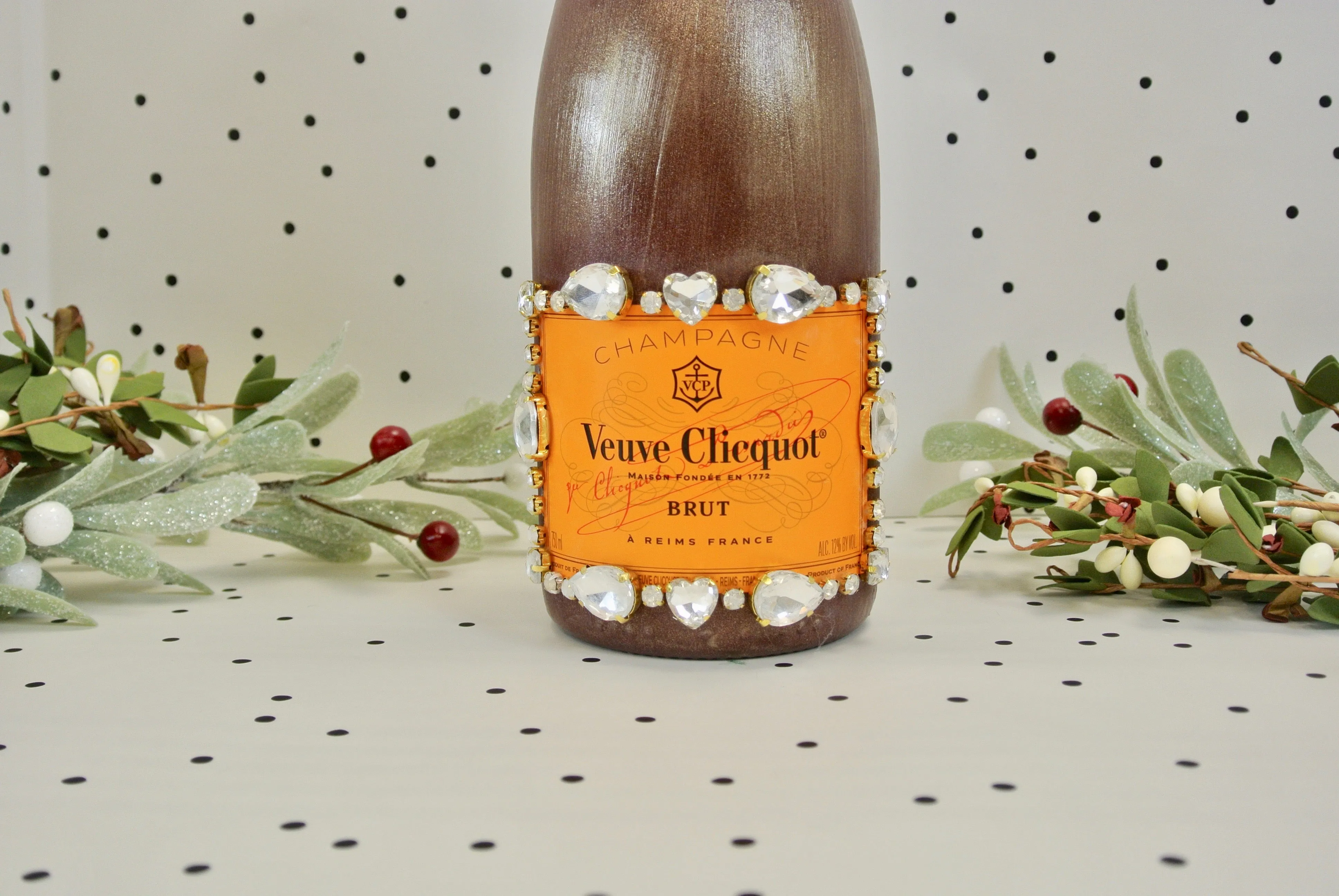 Custom 2021 Holiday-Inspired Veuve Clicquot Bottle "Big Jewel Energy"