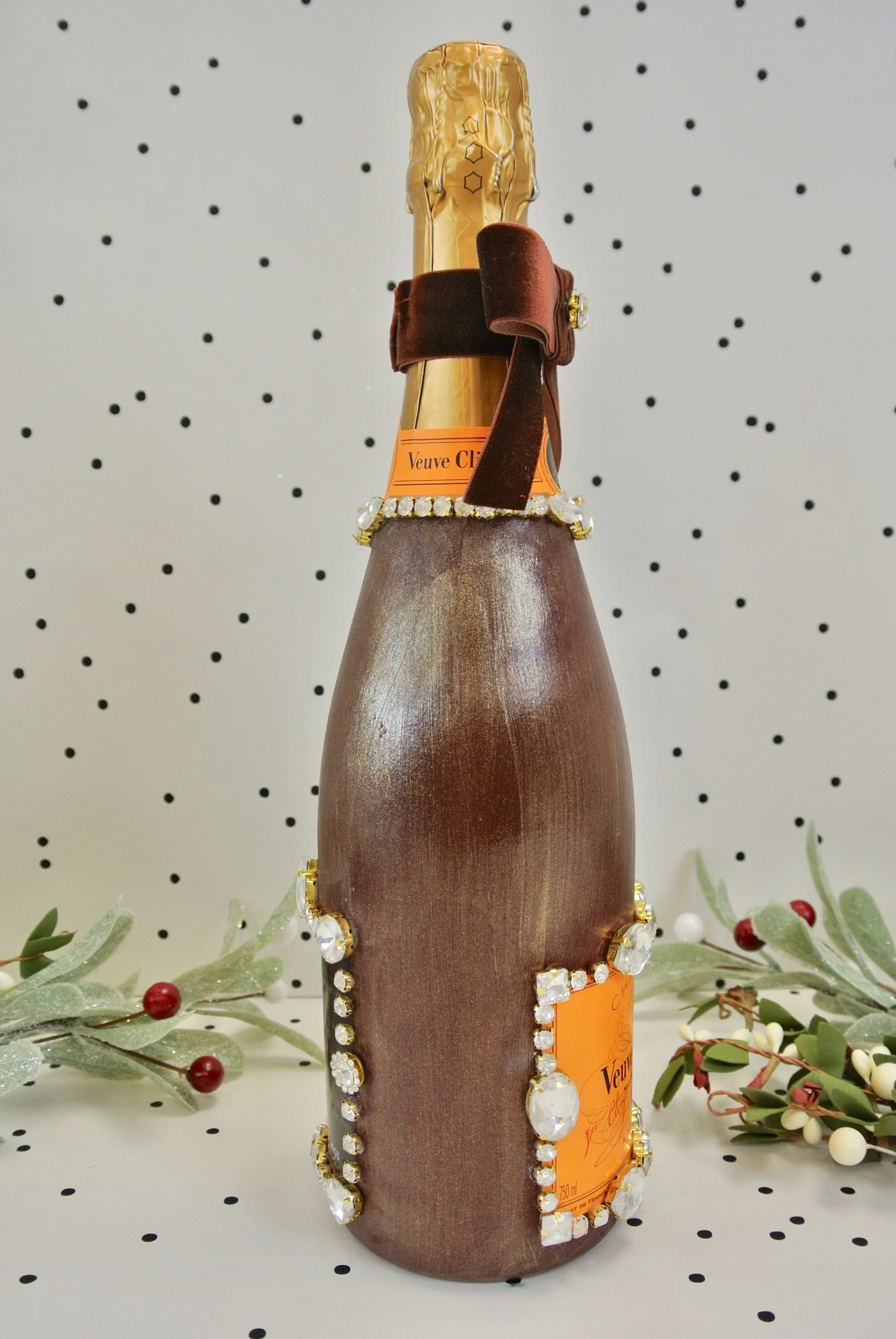 Custom 2021 Holiday-Inspired Veuve Clicquot Bottle "Big Jewel Energy"