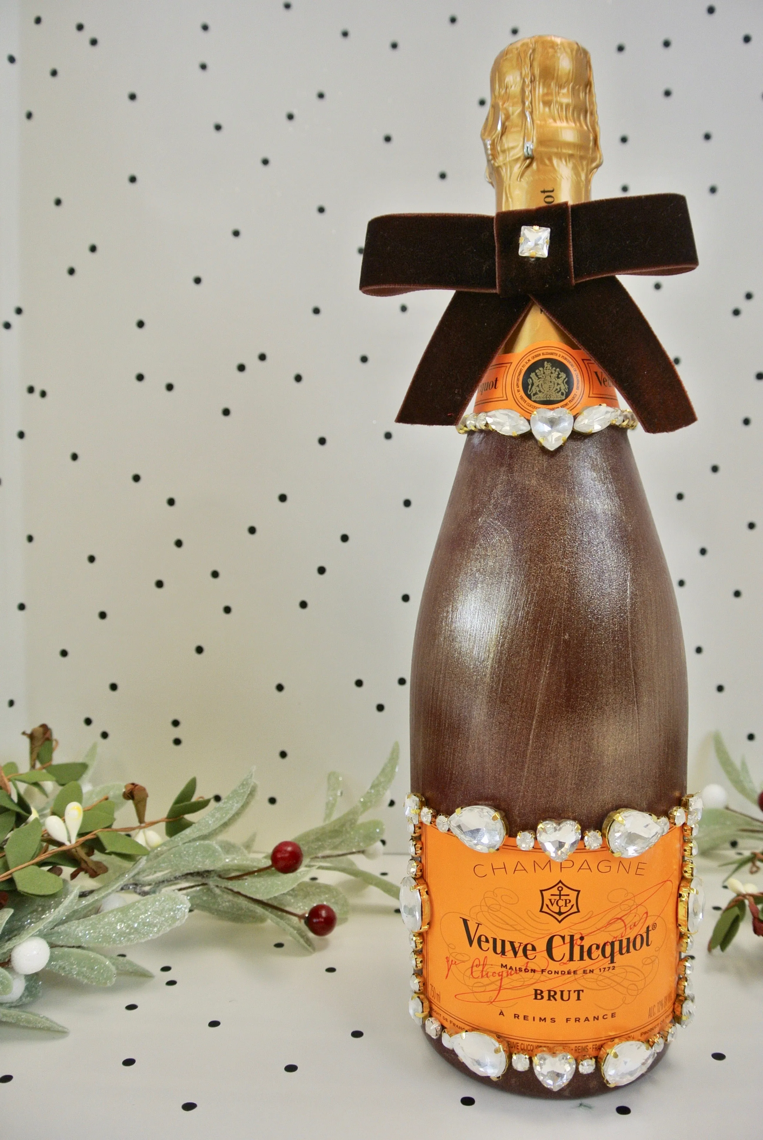 Custom 2021 Holiday-Inspired Veuve Clicquot Bottle "Big Jewel Energy"