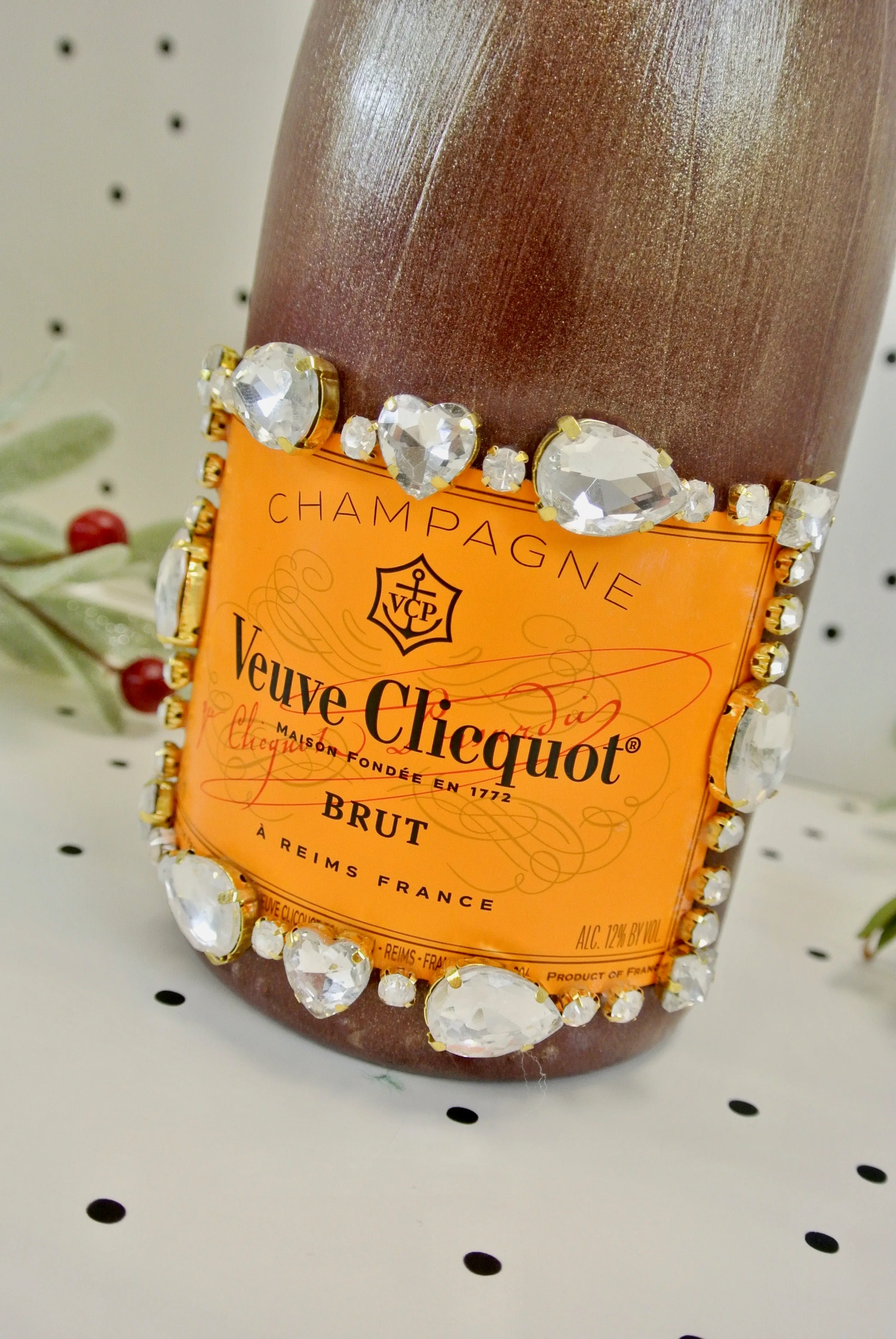 Custom 2021 Holiday-Inspired Veuve Clicquot Bottle "Big Jewel Energy"