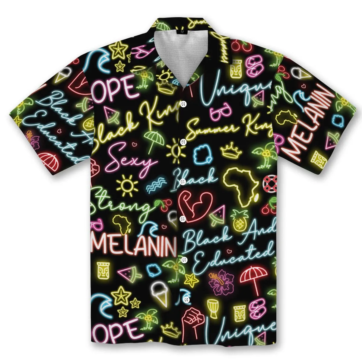 Dope Black King Neon Linen Hawaiian Shirt