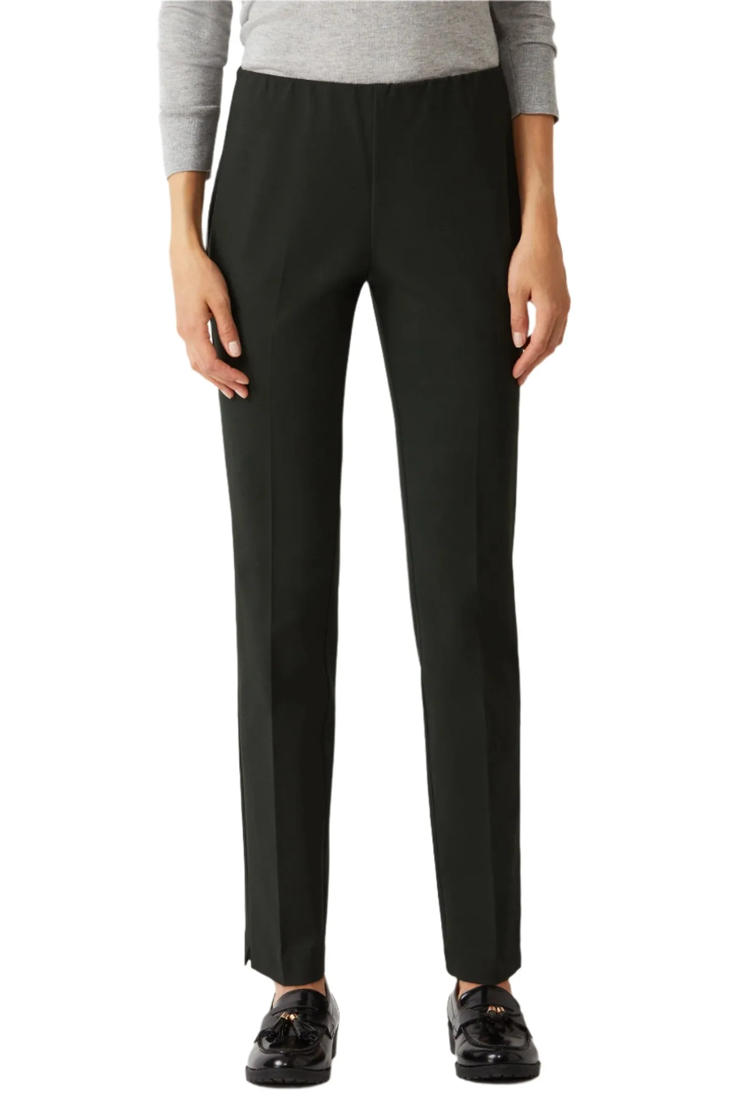 Ecru Designs Mid Waist Solid Stretch Crepe Pant