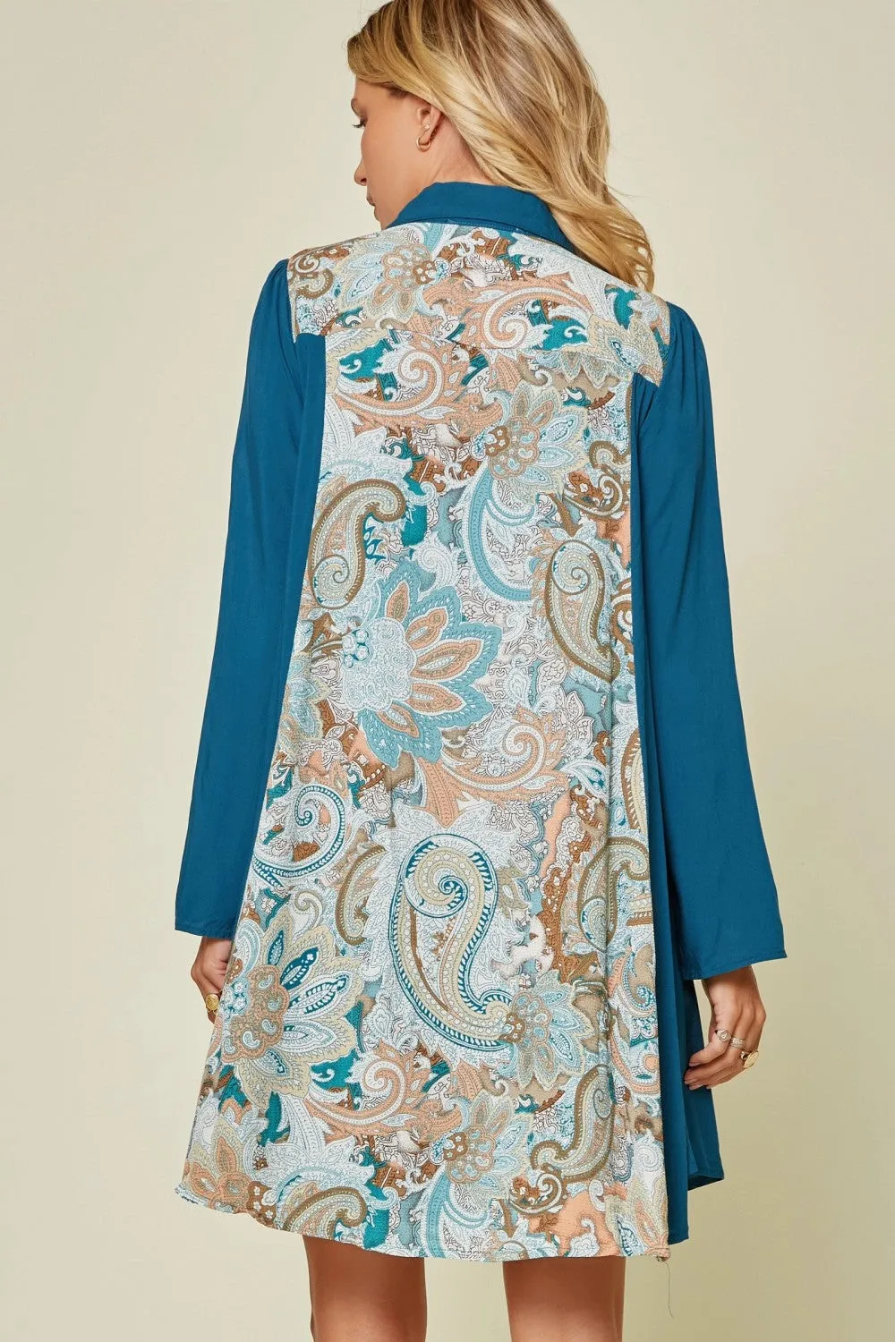 Embroidered & Paisley Shirt Dress