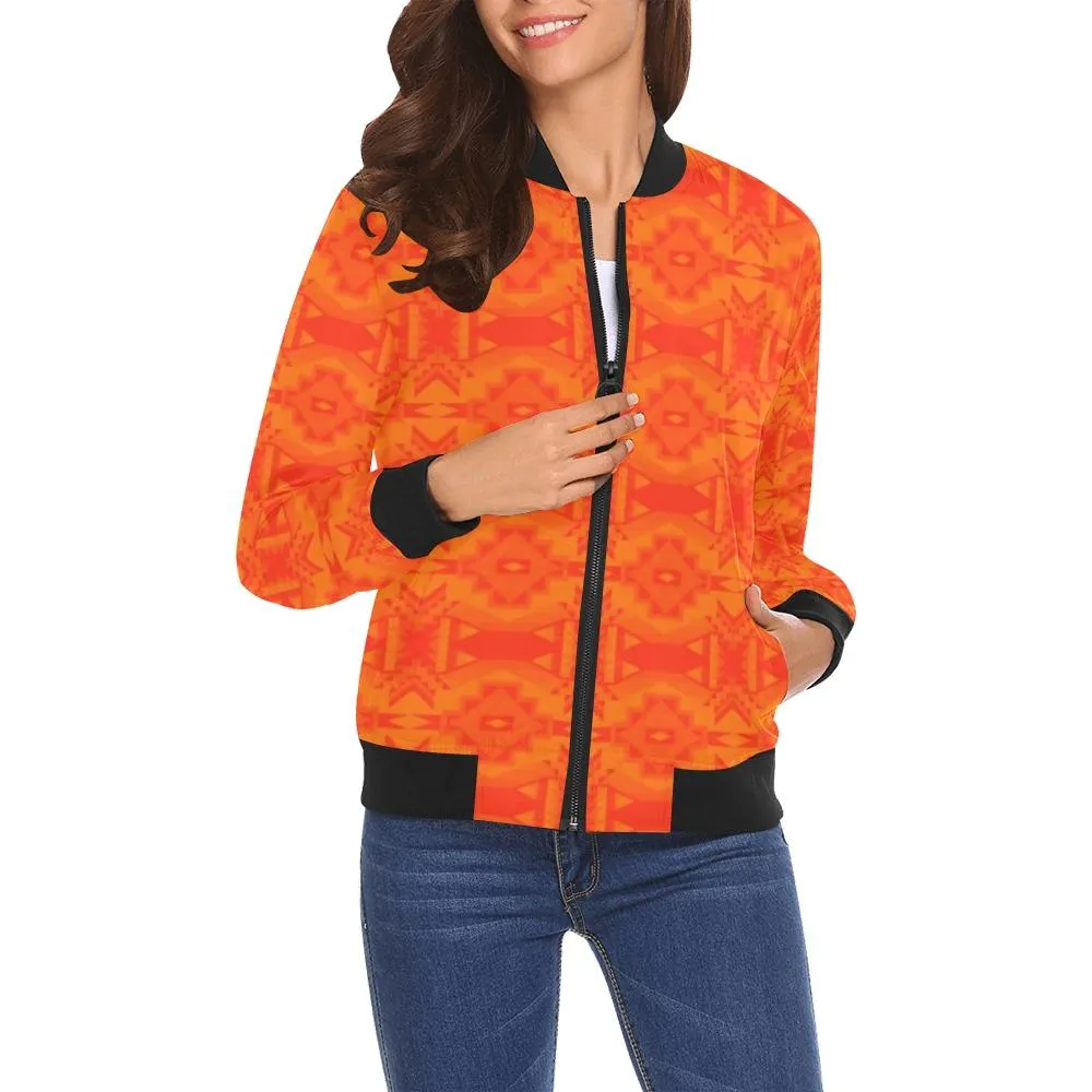 Fancy Orange Bomber Jacket for Women