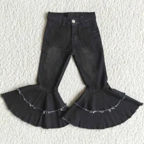 Fashion Baby Girls Denim Bell Bottom Pants Black Girls Jeans E5-26