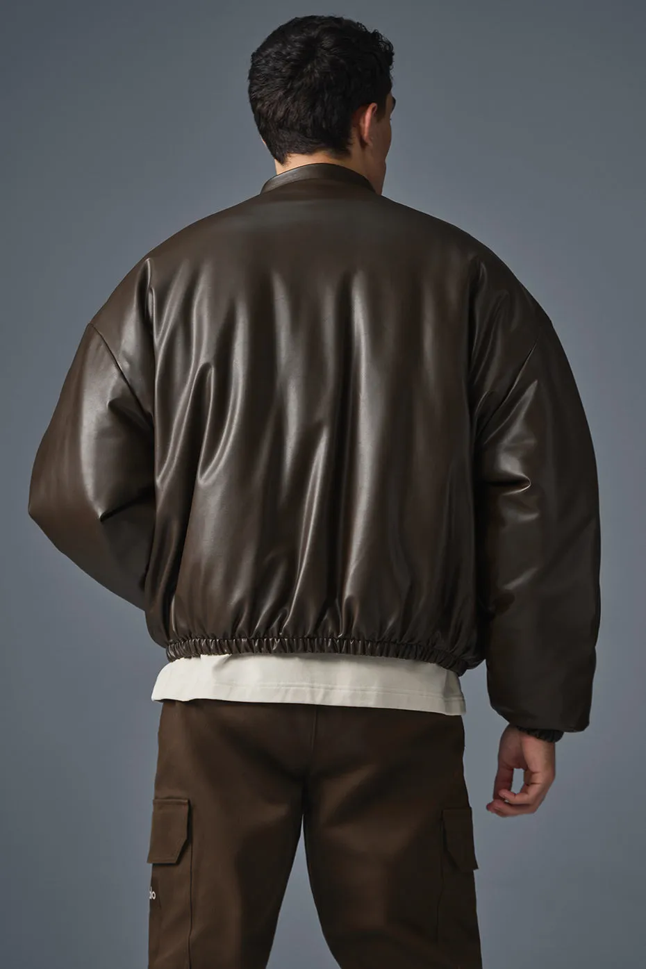 Faux Leather Premier Bomber - Espresso