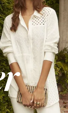 FDJ- Patchwork Eyelet White Tunic