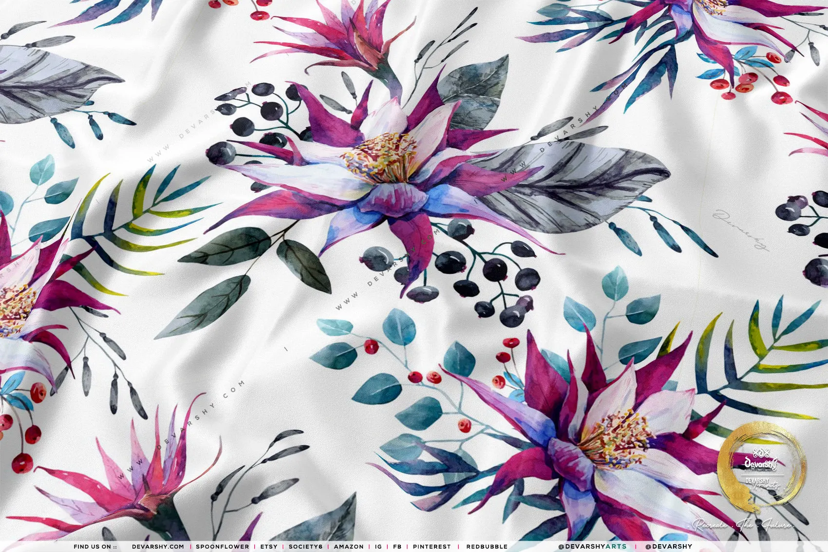 Floral Pattern Apparel Fabric 3Meters , 9 Designs | 8 Fabrics Option | Fabric By the Yard | D20131