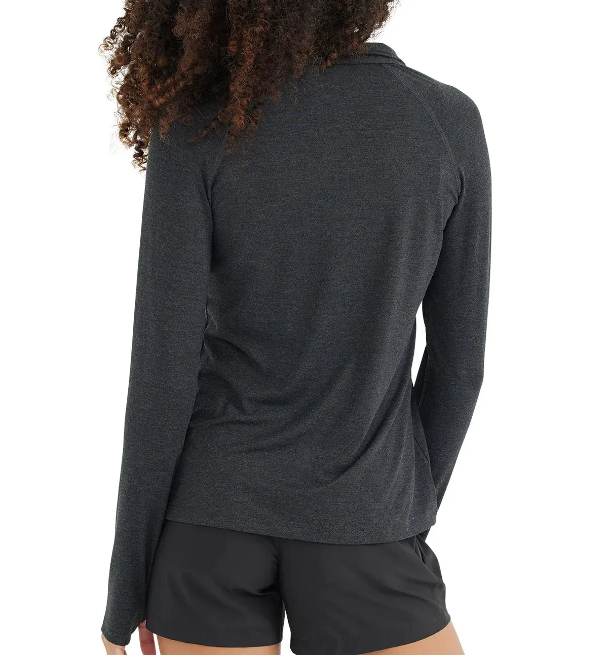 Free Fly Women's Bamboo Flex Quarter Zip in Heather Black