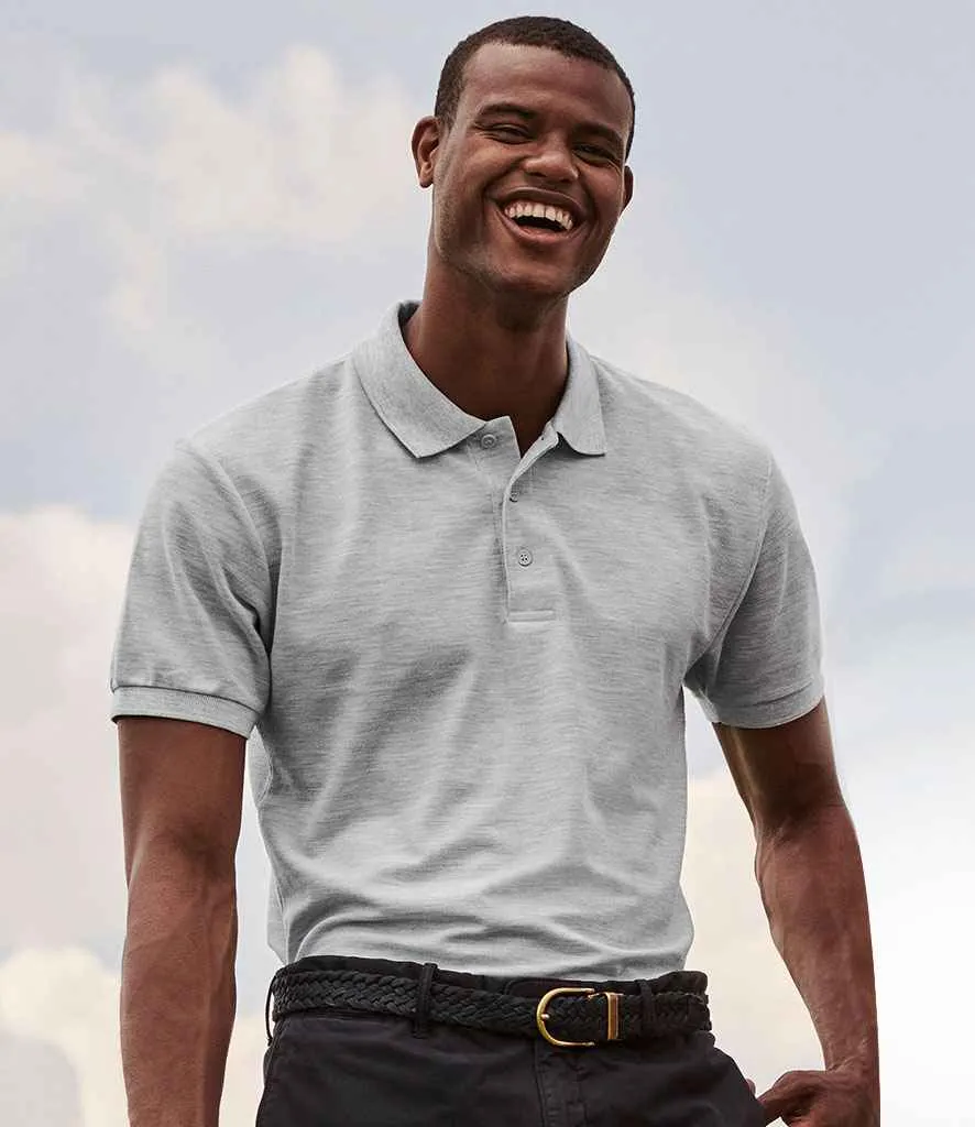 Fruit of the Loom Poly/Cotton Pique Polo Shirt - Black, White, Grey