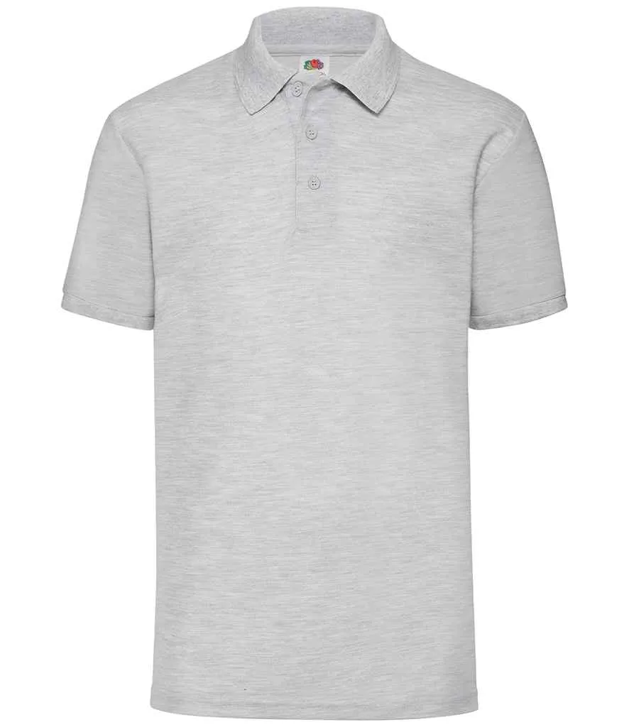 Fruit of the Loom Poly/Cotton Pique Polo Shirt - Black, White, Grey