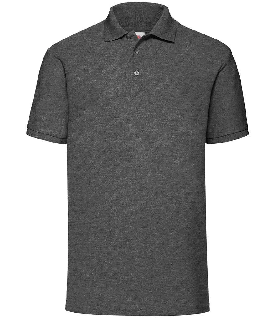 Fruit of the Loom Poly/Cotton Pique Polo Shirt - Black, White, Grey