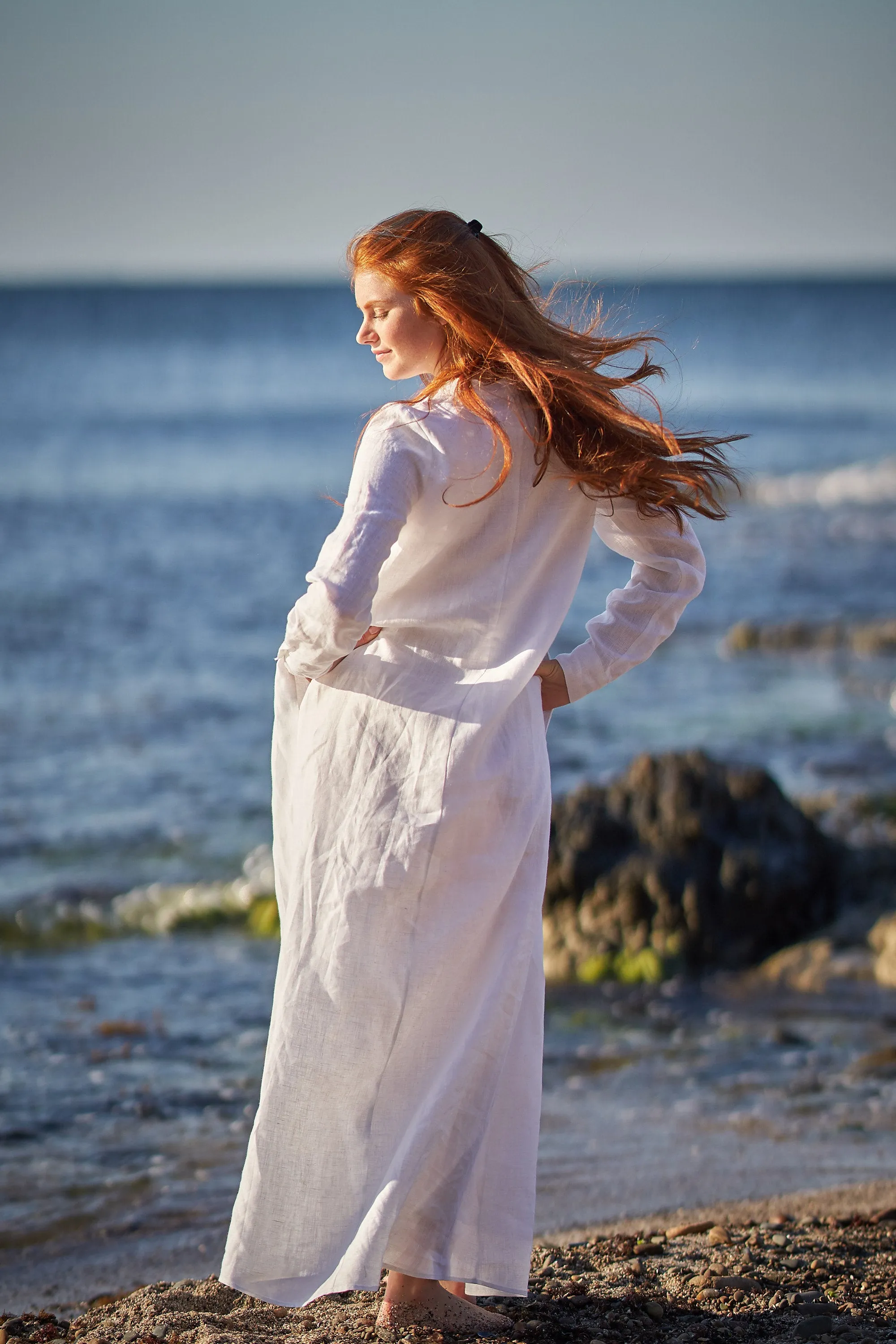 Full Sleeve Linen Kaftan Dress