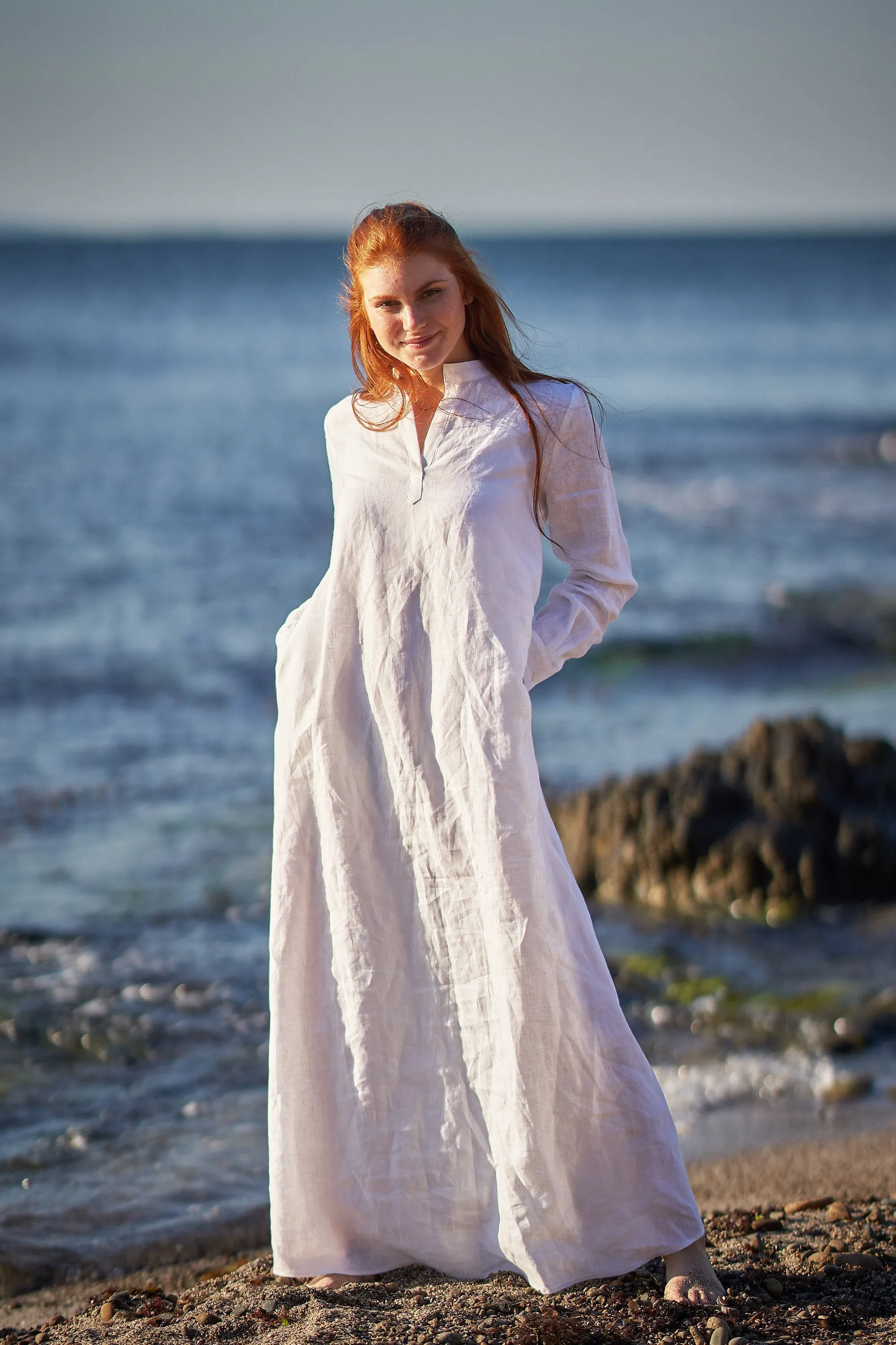 Full Sleeve Linen Kaftan Dress