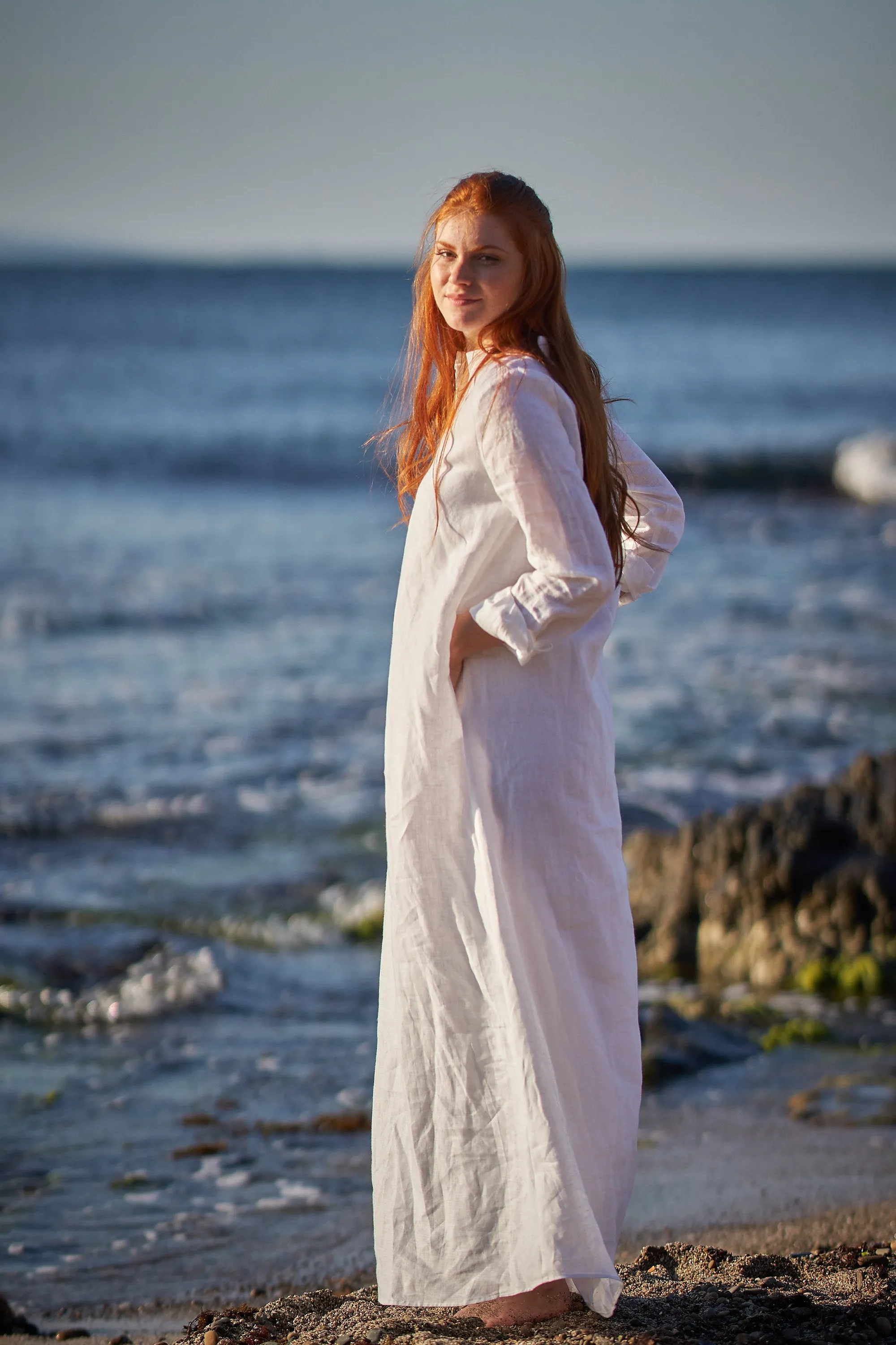 Full Sleeve Linen Kaftan Dress